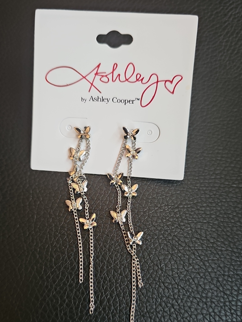 Ashley Cooper Silver Butterfly Multi-Chain Dangle Earrings